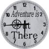Adventure is Out There - Sea Ocean Compass Large Round Wood Wall Clock Decor 12 Inch Gray Wall Art view 1
