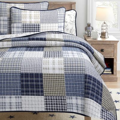 Benjamin Cute Dinosaur Plaid Printed Pattern 100% Cotton Quilt Bedding Set, Reversible Coverlet,Bedspread for Kids Boy (Dinosaur,King - 3 Piece)