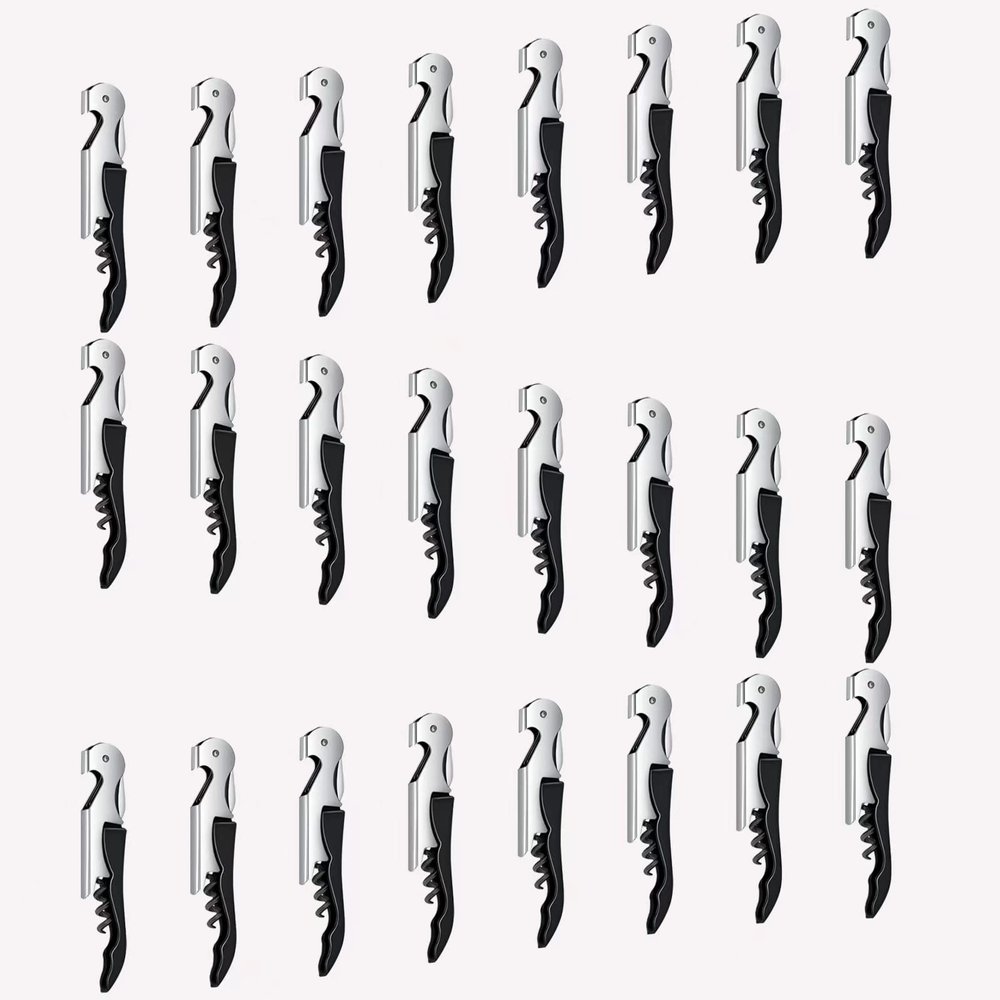 24 Packs Wine Opener-Corkscrew Wine Bottle Opener,Stainless Key Black Wine Bottle Opener Foil Cutter for Picnic, party, family,Restaurants