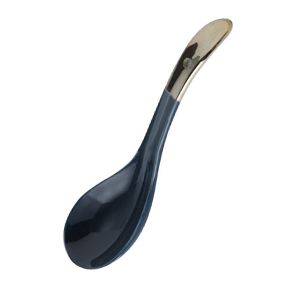 HNHYNSY Small Soup Spoon Dessert Spoons Ceramic Curved Soup Spoons Set Long Handle Rice Spoons Ramen Bowl Soup Spoon Suitable for Soup Gravy Cake Coffee Spoon (Color : B)