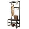 LHHL 4-in-1 Entryway Coat Rack Stand with Seat Bench and Shoe Rack Free Standing Hall Tree Industrial Coat Tree Metal Frame Coat Stand with Hooks (Color : Black, Size : 60x33x170cm) view 1