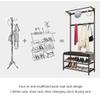 LHHL 4-in-1 Entryway Coat Rack Stand with Seat Bench and Shoe Rack Free Standing Hall Tree Industrial Coat Tree Metal Frame Coat Stand with Hooks (Color : Black, Size : 60x33x170cm) view 4