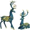 2pcs Couple Deer Figurine Resin Deer Sculpture Deer Figurines with Crystal Ball Lucky Deer Ornament for Christmas TV Stand Bookshelf Decor - Blue view 1
