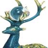 2pcs Couple Deer Figurine Resin Deer Sculpture Deer Figurines with Crystal Ball Lucky Deer Ornament for Christmas TV Stand Bookshelf Decor - Blue view 2
