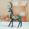 2pcs Couple Deer Figurine Resin Deer Sculpture Deer Figurines with Crystal Ball Lucky Deer Ornament for Christmas TV Stand Bookshelf Decor - Blue view 3