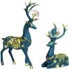 2pcs Couple Deer Figurine Resin Deer Sculpture Deer Figurines with Crystal Ball Lucky Deer Ornament for Christmas TV Stand Bookshelf Decor - Blue view 4