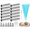 Non-stick Cream Cannoli Tubes, FantasyDay 21 Pcs Stainless Steel Baking Cones Pastry Roll Horn Croissant Mold Cannoli Shells with 1 Clean Brush - Pastry Baking Set for Christmas Cake Anniversary Party view 1
