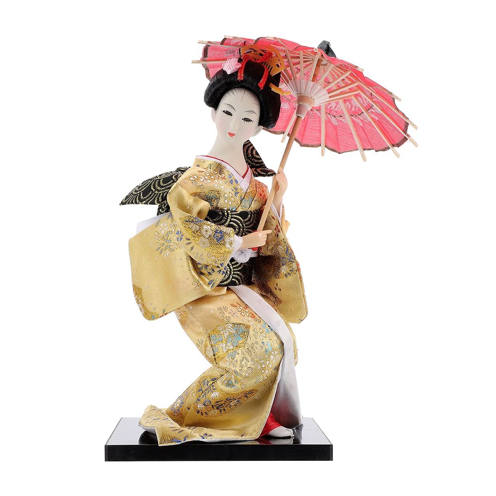 Didiseaon Geisha Desk Decortions Japanese Geisha Doll Kimono Doll Decoration Desktop Adornment (Yellow) Japanese Girl Statue