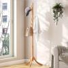 kiplant Coat Rack Freestanding, Bamboo Wood Coat Stand with 8 Hooks,3 Adjustable Size,Easy Assembly NO Tools Required, Coat Tree Hanger Stand for CoatsScarves in Hallway view 2