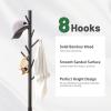 kiplant Black Coat Rack Stand, Bamboo Wood Freestanding Coat Tree with 8 Hooks, Hallway Entryway Hat Hanger Organizer Standing for Bedroom, Office, Clothes, Jackets, Bags, Umbrallas view 3