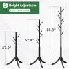 kiplant Black Coat Rack Stand, Bamboo Wood Freestanding Coat Tree with 8 Hooks, Hallway Entryway Hat Hanger Organizer Standing for Bedroom, Office, Clothes, Jackets, Bags, Umbrallas view 4