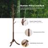 kiplant Bamboo Wood Coat Rack Stand, Freestanding Coat Tree with 8 Hooks, Hallway Entryway Hat Hanger Organizer Standing for Bedroom, Office, Clothes, Jackets, Bags, Umbrallas view 2