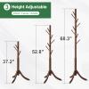 kiplant Bamboo Wood Coat Rack Stand, Freestanding Coat Tree with 8 Hooks, Hallway Entryway Hat Hanger Organizer Standing for Bedroom, Office, Clothes, Jackets, Bags, Umbrallas view 4