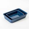 2-Piece Ceramic Baking Dish Set, Rectangular Lasagna Pans (12x8 inch & 8.95x6 inch) - Oven, Microwave, Dishwasher Safe Casserole Dishes for Cooking, Serving, and Storage (Dark Blue) view 1