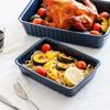 2-Piece Ceramic Baking Dish Set, Rectangular Lasagna Pans (12x8 inch & 8.95x6 inch) - Oven, Microwave, Dishwasher Safe Casserole Dishes for Cooking, Serving, and Storage (Dark Blue) view 4
