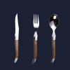 24 Piece Silverware Set, Flatware Set for 8, 1810 Stainless Steel Tableware Cutlery Set With Golden teak wood handle, Utensil Sets for Kitchen,Dishwasher Safe (24pcs) view 1