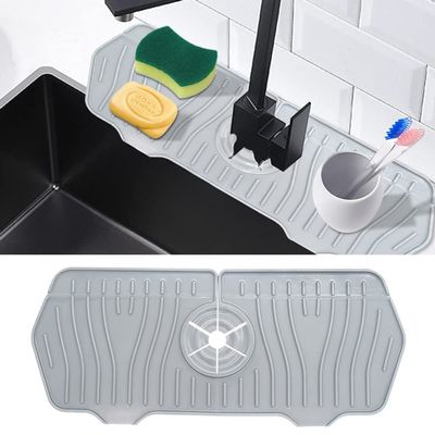 SZKMG Kitchen Sink Splash Guard Faucet Sink Mat Handle Drip Catcher Tray for Kitchen Bathroom Sink Protector Cover Faucet Countertop Pad Kitchenguard
