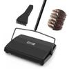 JEHONN Carpet Floor Sweeper Manual with Horsehair, Non Electric Quite Rug Roller Brush Push for Cleaning Pet Hair, Loose Debris, Lint (Black) view 1