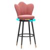 Natliedop Bar Stools with Round Seat, 360 Swivel with Back Round Barstool Velvet Bar Chairs with Footrest, Easy Assembly for Living Room Dining Room Kitchen Counter view 1