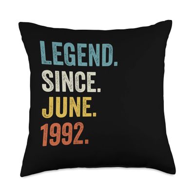 30 Years Old Legend Since June 1992 30th Birthday Throw Pillow