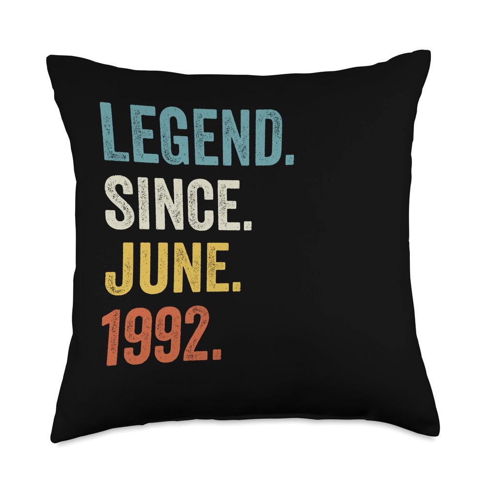 30 Years Old Legend Since June 1992 30th Birthday Throw Pillow