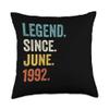 30 Years Old Legend Since June 1992 30th Birthday Throw Pillow view 1