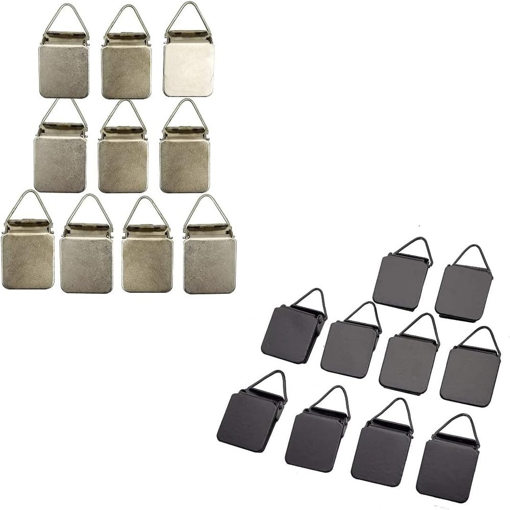 Bundle of Wise Linkers Hanging Clips Pack of 10 Triangle Back and Matte Black Hanging Clips Pack of 10 Triangle Back Medium Power for Tapestry Small Rugs