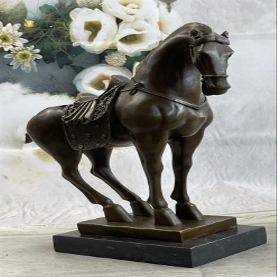 EUROPEAN BRONZE 14" China Chinese Folk Bronze Stand War Tang Horse Statue Sculpture Figure Decor Decoration Sale Art Hot Cast