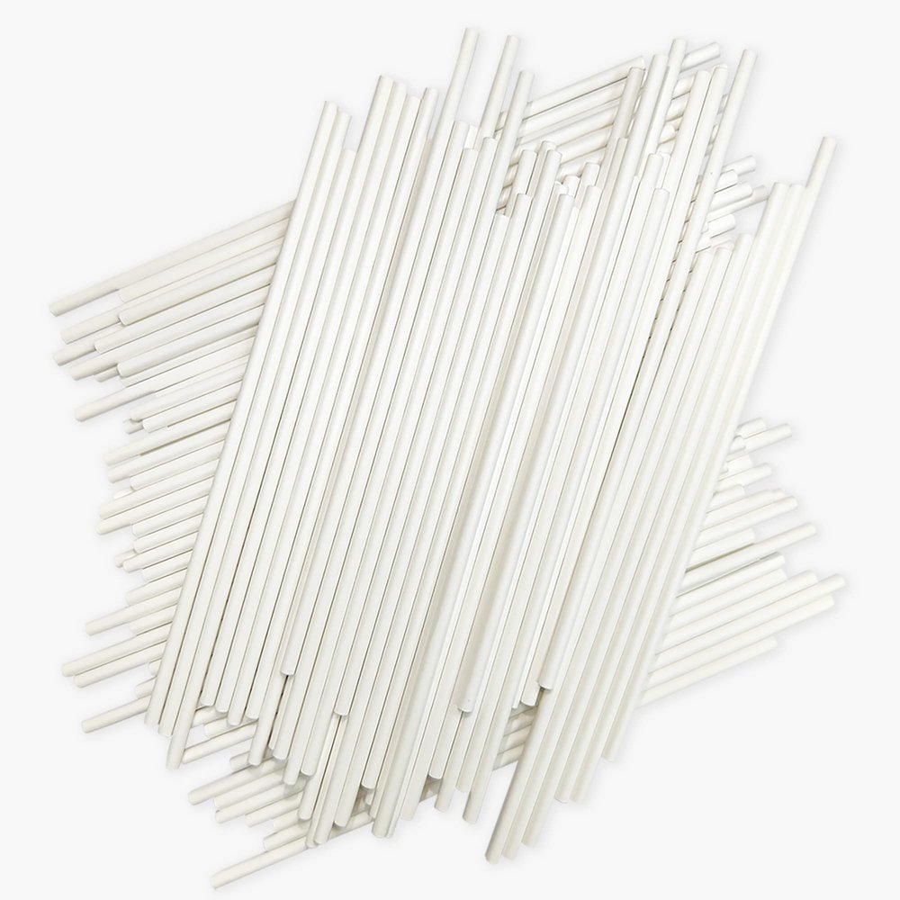150 Count 4 INCH White Paper Lollipop Sticks,Cake Pop Sticks,Sucker Sticks for Cookies,Rainbow Candy,Chocolate,Cake Topper(Dia 3.5mm)