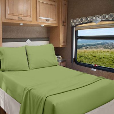 RV Bunk 40 X 80 Sheet Set 400 Thread Count 100% Egyptian Cotton 10-Inch Deep Pockets Made for RV, Camper, Motorhomes, Boat, Soft Luxury & Breathable, 4-PC RV-Sheets - Sage Green Solid