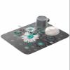 Dish Drying Mat for Kitchen Retro Floral Teal Turquoise Daisy Butterfly Dry Mat Absorbent Reversible Microfiber Kitchen Counter Drying Mat Flower on Grey Dish Drainer Mat Kitchen Accessories 18"x24" view 1