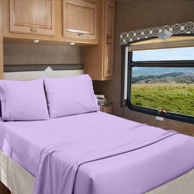 RV Camper Queen 60" X 80" Sheet Set 400 Thread Count 100% Egyptian Cotton 10-Inch Deep Pockets Made for RV, Camper, Motorhomes, Boat, Soft Luxury & Breathable, 4-PC RV-Sheets - Lilac Solid