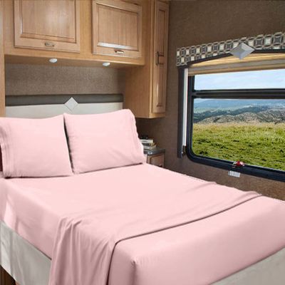 RV Full 53 X 75 Sheet Set 400 Thread Count 100% Egyptian Cotton 10-Inch Deep Pockets Made for RV, Camper, Motorhomes, Boat, Soft Luxury & Breathable, 4-PC RV-Sheets - Pink Solid