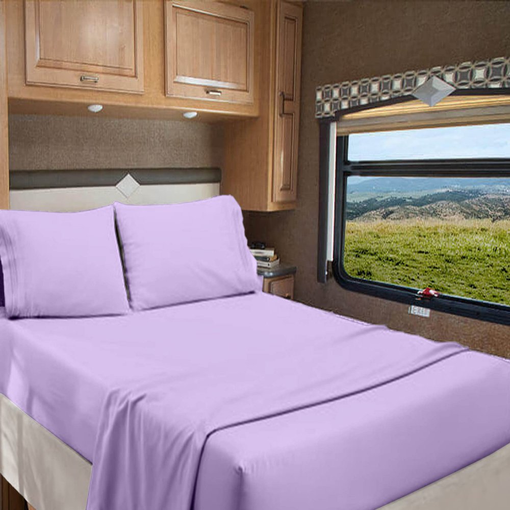 RV Bunk 40 X 80 Sheet Set 400 Thread Count 100% Egyptian Cotton 10-Inch Deep Pockets Made for RV, Camper, Motorhomes, Boat, Soft Luxury & Breathable, 4-PC RV-Sheets - Lilac Solid