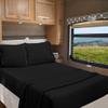 RV Camper Queen 60" X 80" Sheet Set 400 Thread Count 100% Egyptian Cotton 10-Inch Deep Pockets Made for RV, Camper, Motorhomes, Boat, Soft Luxury & Breathable, 4-PC RV-Sheets - Black Solid view 1