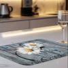 Floral Dish Drying Mat for Kitchen Rustic Wood Yellow Daisy Butterfly Dry Mat Absorbent Reversible Microfiber Kitchen Counter Drying Mat Wood Grain Dish Drainer Mat Kitchen Accessories 18"x24" view 3