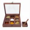 Masala Box Spice Box 1 Piece Spice Set (Wooden, Glass, Copper) view 4