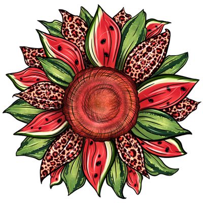 Watermelon Leopard Sunflower Ready to Press Sublimation Transfer, Ready to Use, Cheetah, Shirt/Mug Sizes, Sub Image Ready to Press (Adult x1-8.5+")