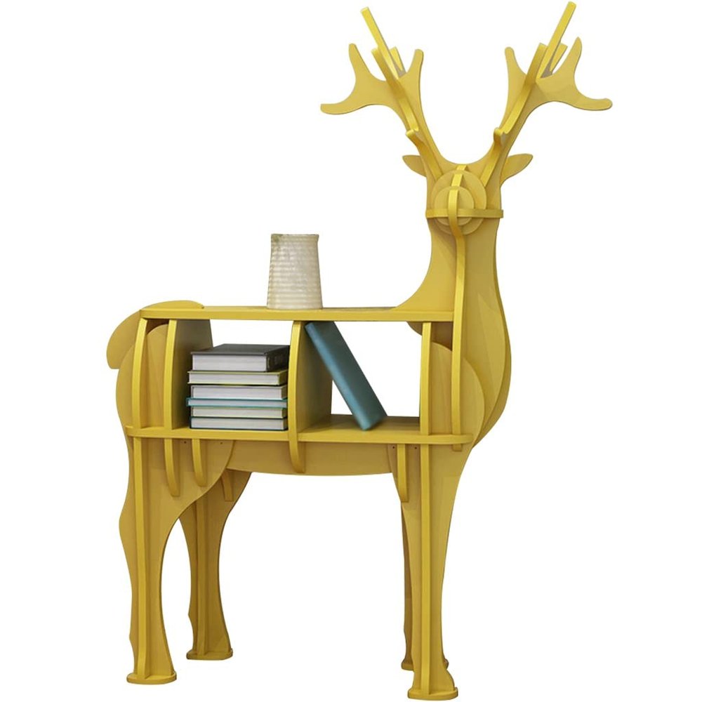 Book Shelf Stand Organizer Creative Deer Shape Landing Book Rack, Study Modern Geometric Animals Magazine Rack Bookcase, Clubhouse Art Decoration, Easy to Install
