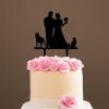 Mr & Mrs Rustic Wreath Couple's Names Cake Topper Bride And Groom with Pet Wedding Cake Topper Couple Silhouette Personalized Cake Topper Rustic Wreath Cake Topper Black Acrylic, 6 Inch view 4
