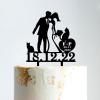 Mr & Mrs Wedding Cake Topper Bride And Groom with Pet Wedding Cake Topper Family Cake Topper Couple Silhouette Custom Cake Topper Cake Topper Wedding Black Acrylic, 6 Inch view 1