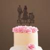 Mr And Mrs Engagement Cake Topper Bride And Groom with Pet Wedding Cake Topper Couple Silhouette Personalized Wedding Cake Topper Funny Cake Toppers for Wedding Brown Wood, 6 Inch view 4
