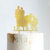 Mr And Mrs Cake Topper Bride And Groom with Pet Wedding Cake Topper Couple Silhouette Custom Wedding Cake Topper Funny Cake Toppers for Wedding Gold Glitter Wood, 6 Inch view 4