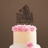 Wedding Mr & Mrs Cake Topper Bride And Groom with Pet Wedding Cake Topper Couple Silhouette Personalized Wedding Cake Topper Funny Cake Toppers for Wedding Brown Wood, 6 Inch view 4