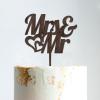 Mr And Mrs Cake Topper Bride And Groom with Pet Wedding Cake Topper Couple Silhouette Personalized Wedding Cake Topper Cake Topper Wedding Brown Wood Wood, 6 Inch view 1