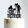 Mr & Mrs Wedding Cake Topper Bride And Groom with Pet Wedding Cake Topper Couple Silhouette Custom Wedding Cake Topper Anniversary Cake Toppers Black Acrylic, 6 Inch view 1