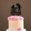 Mr & Mrs Wedding Cake Topper Bride And Groom with Pet Wedding Cake Topper Couple Silhouette Custom Wedding Cake Topper Anniversary Cake Toppers Black Acrylic, 6 Inch view 4