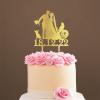 Mr & Mrs Wedding Cake Topper Bride And Groom with Pet Wedding Cake Topper Couple Silhouette Custom Wedding Cake Topper Cake Topper Wedding Gold Glitter Wood, 6 Inch view 1