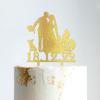 Mr & Mrs Wedding Cake Topper Bride And Groom with Pet Wedding Cake Topper Couple Silhouette Custom Wedding Cake Topper Cake Topper Wedding Gold Glitter Wood, 6 Inch view 4