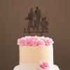 Mr & Mrs Wedding Cake Topper Bride And Groom with Pet Wedding Cake Topper Couple Silhouette Custom Wedding Cake Topper Rustic Wedding Cake Topper Brown Wood, 6 Inch view 4